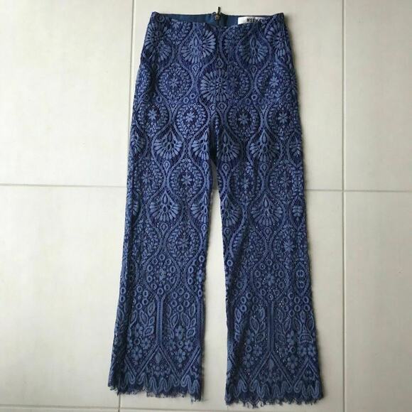 MSGM Milano High Waist Lace Semi Sheer Crop Straight Pants - Picture 1 of 8